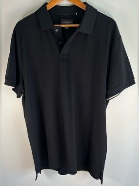 Black Brown 1826 Men’s Polo Shirt Size XL Black Knit Textured 100% Cotton EUC